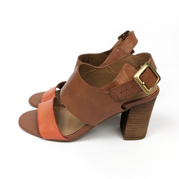Franco Sarto Burnt Blush The Gothic Leather Block Heel Dress Sandal Size 6 - Picture 5 of 9